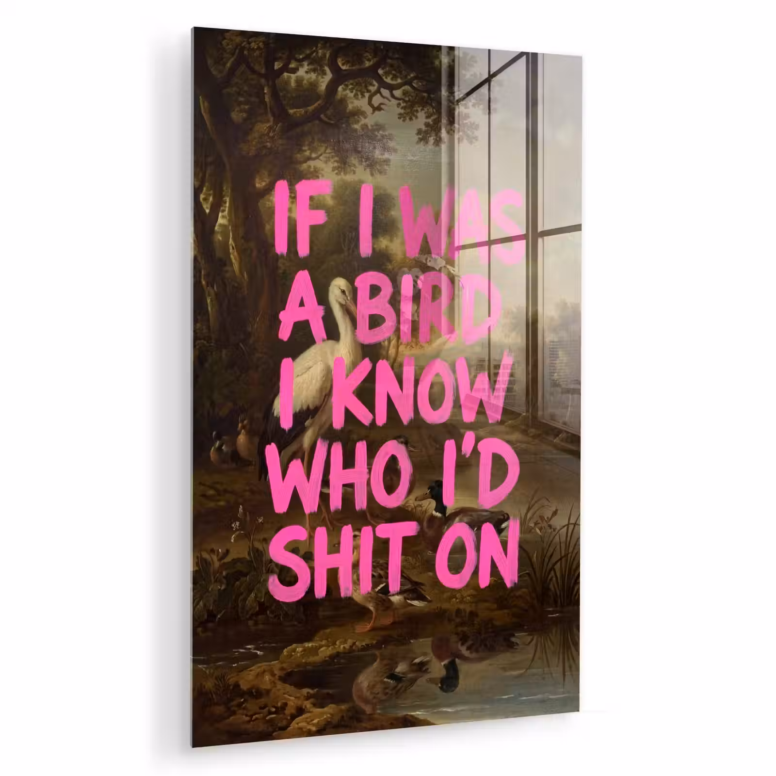 Glas schilderij - Klassiek - Humor - Roze — 1