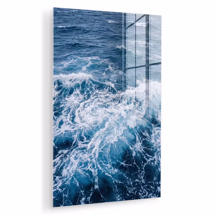 Glas schilderij - Golven - Oceaan - Blauw — 1
