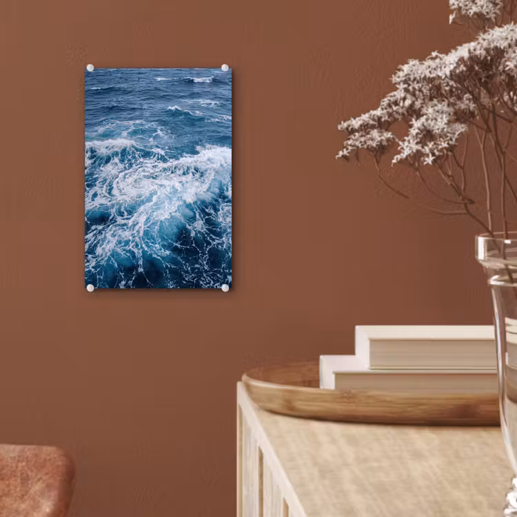 Glas schilderij - Golven - Oceaan - Blauw — 6