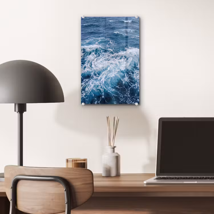 Glas schilderij - Golven - Oceaan - Blauw — 7