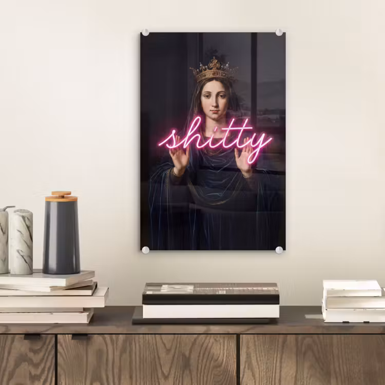 Glas schilderij - Ironisch - Tekst - Neon — 2