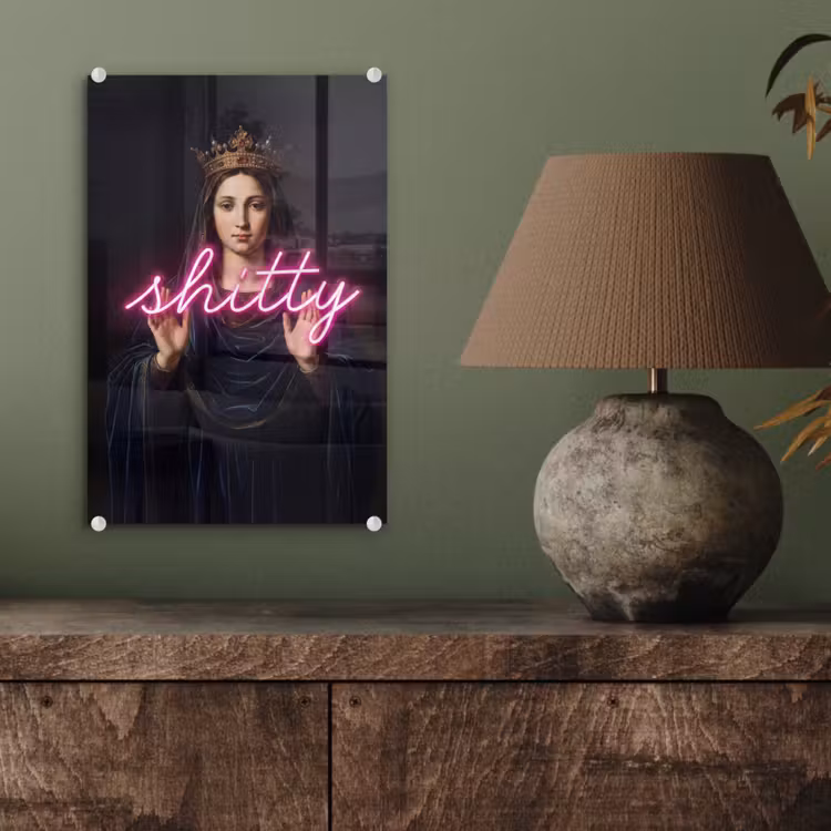 Glas schilderij - Ironisch - Tekst - Neon — 4