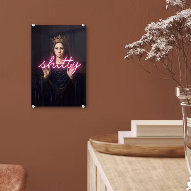 Glas schilderij - Ironisch - Tekst - Neon — 6
