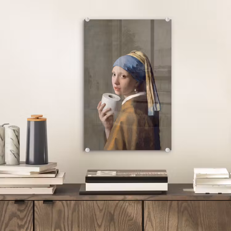 Glas schilderij - Klassiek - Humor - Kleurrijk — 2