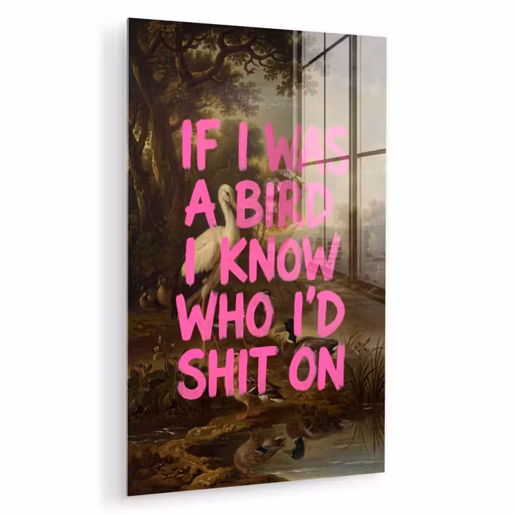 Glas schilderij - Klassiek - Humor - Roze — 1
