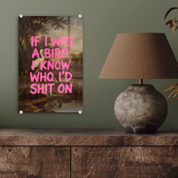 Glas schilderij - Klassiek - Humor - Roze — 4
