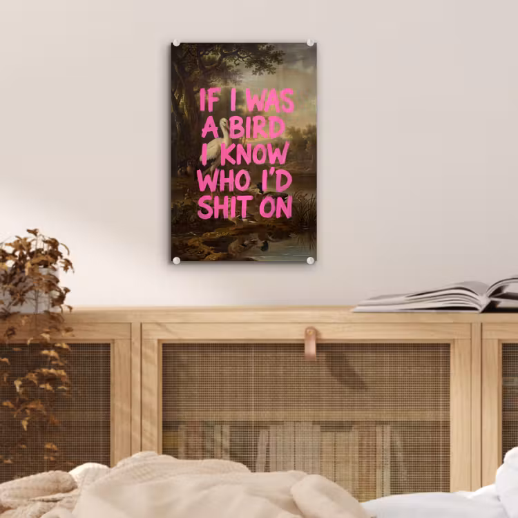 Glas schilderij - Klassiek - Humor - Roze — 5