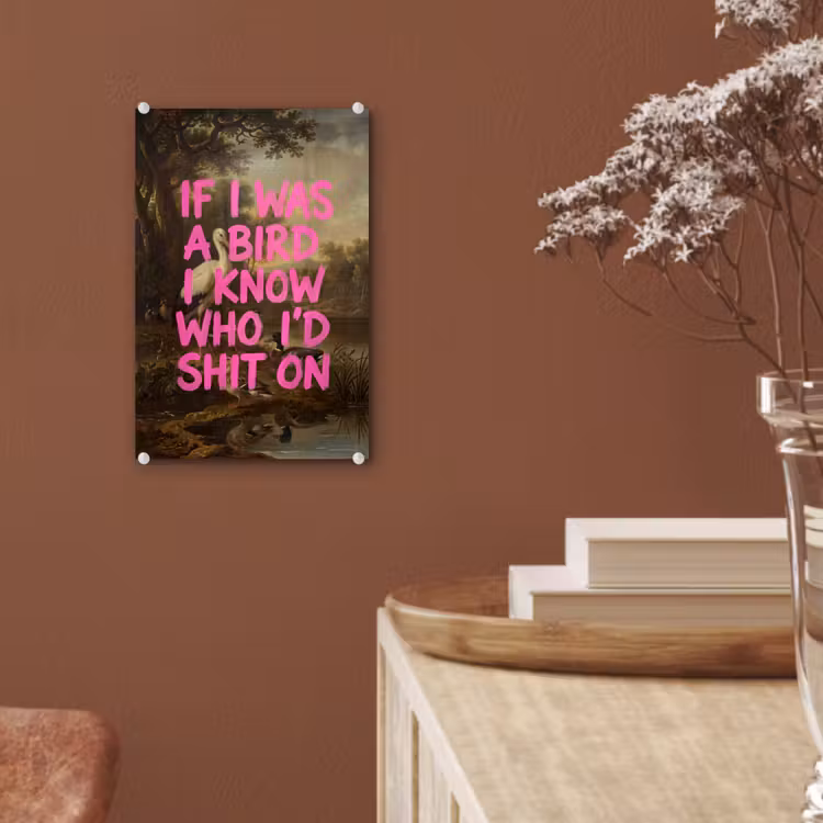 Glas schilderij - Klassiek - Humor - Roze — 6