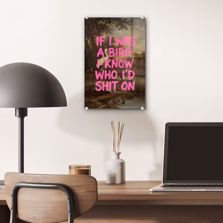 Glas schilderij - Klassiek - Humor - Roze — 7