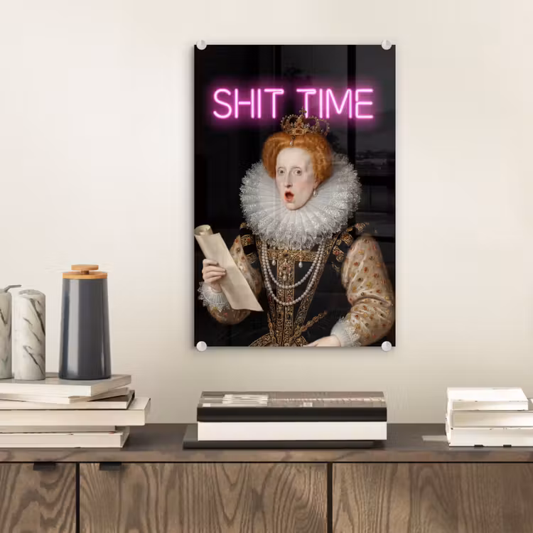 Glas schilderij - Portret - Humor - Neon — 2
