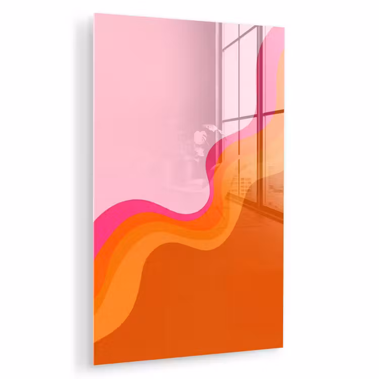 Glas schilderij - Retro - Waves - Kleurrijk — 1