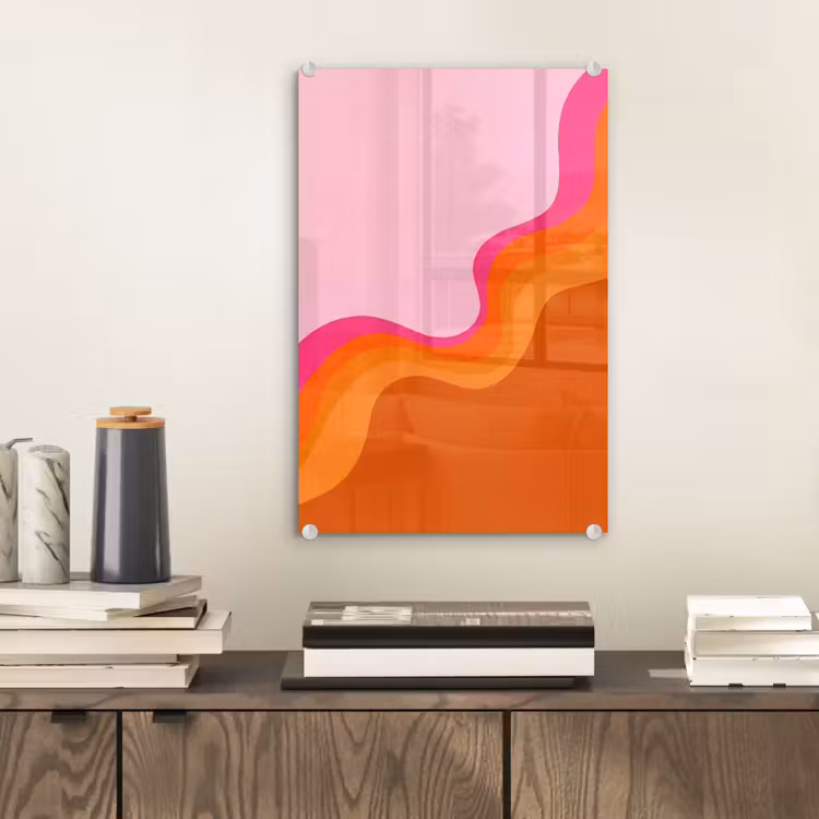 Glas schilderij - Retro - Waves - Kleurrijk — 2