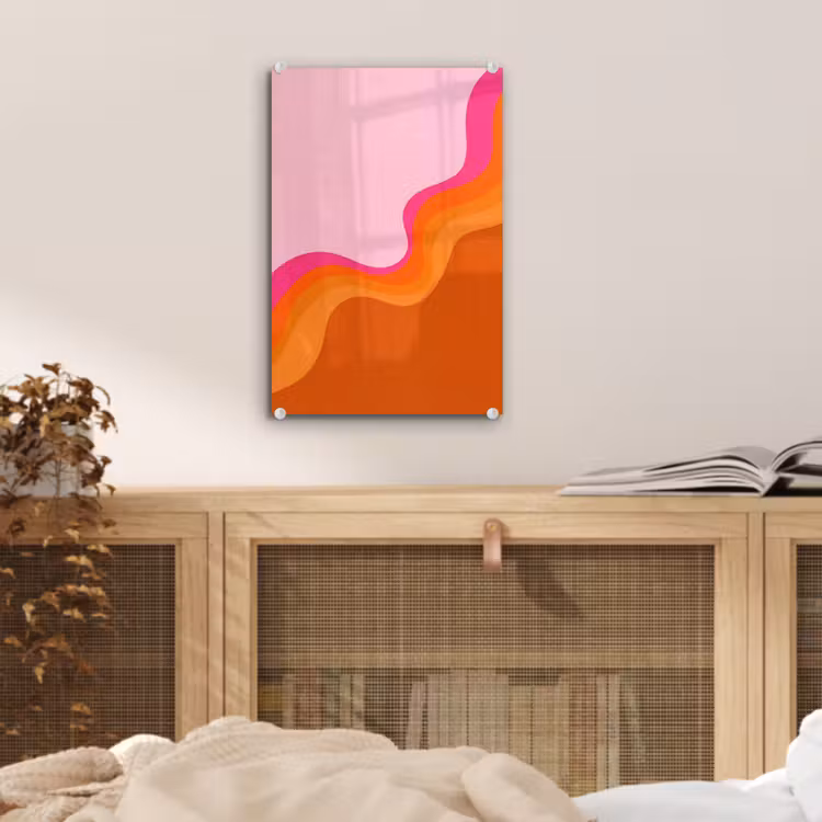 Glas schilderij - Retro - Waves - Kleurrijk — 5
