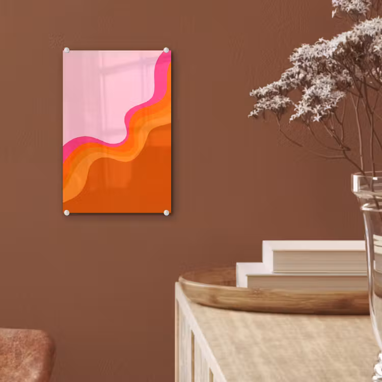 Glas schilderij - Retro - Waves - Kleurrijk — 6