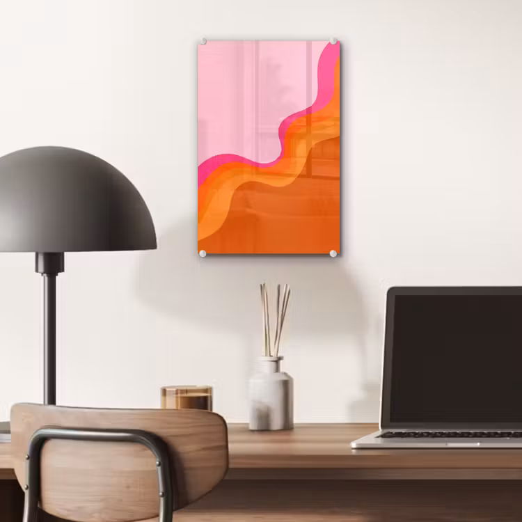 Glas schilderij - Retro - Waves - Kleurrijk — 7