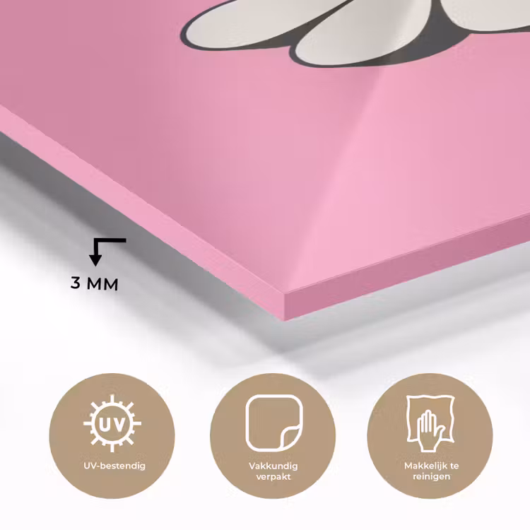 Glas schilderij - Smiley - Bloem - Roze — 3