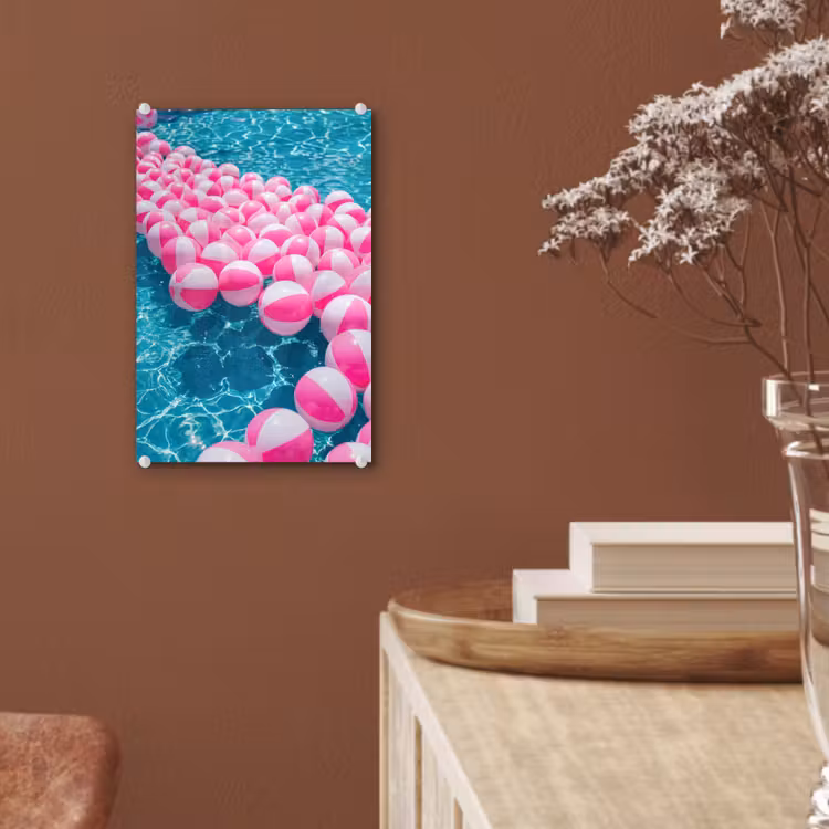 Glas schilderij - Strandballen - Roze - Water — 6