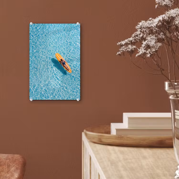 Glas schilderij - Surfboard - Water - Badpak - Oranje — 6