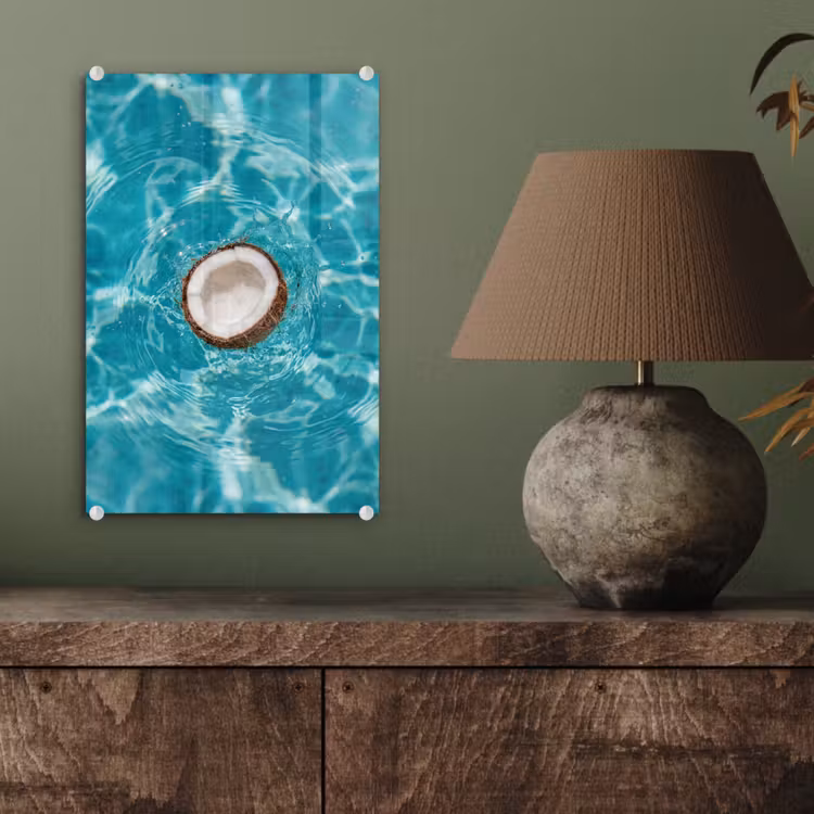 Glas schilderij - Kokosnoot - Water - Wit — 4