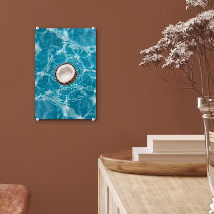 Glas schilderij - Kokosnoot - Water - Wit — 6