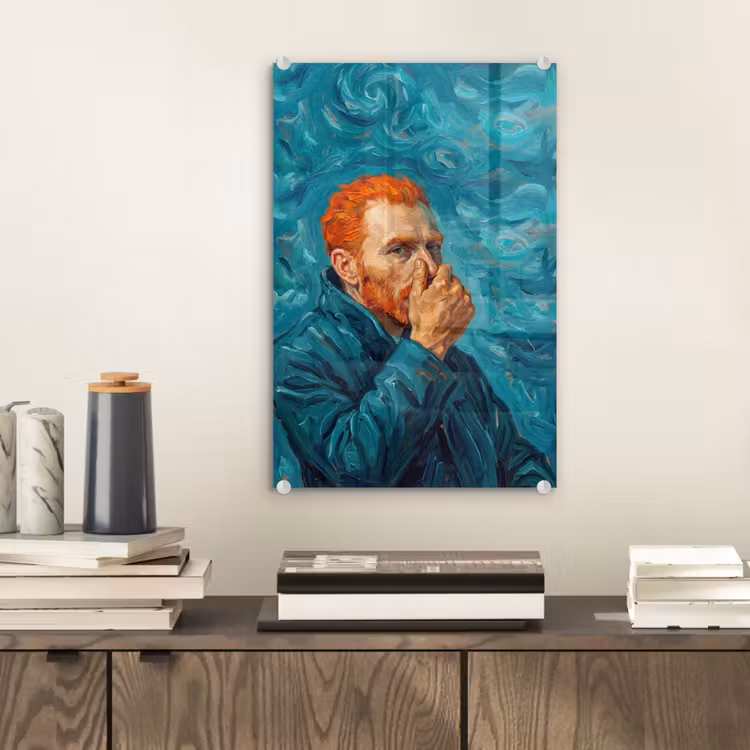 Glas schilderij - Portret - Klassiek - Blauw — 2