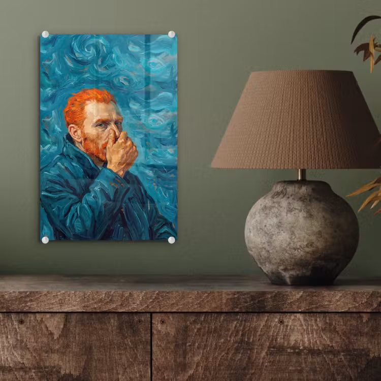 Glas schilderij - Portret - Klassiek - Blauw — 4