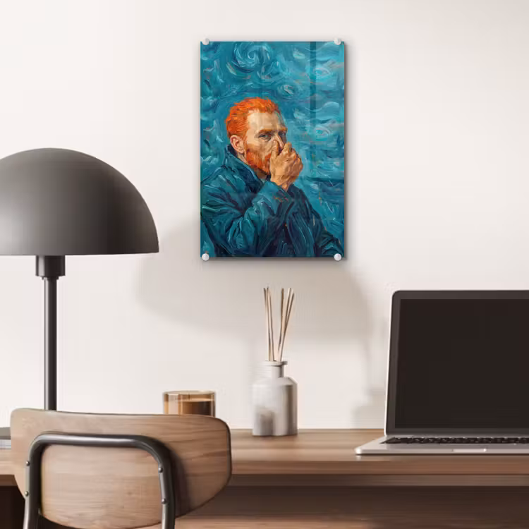 Glas schilderij - Portret - Klassiek - Blauw — 7