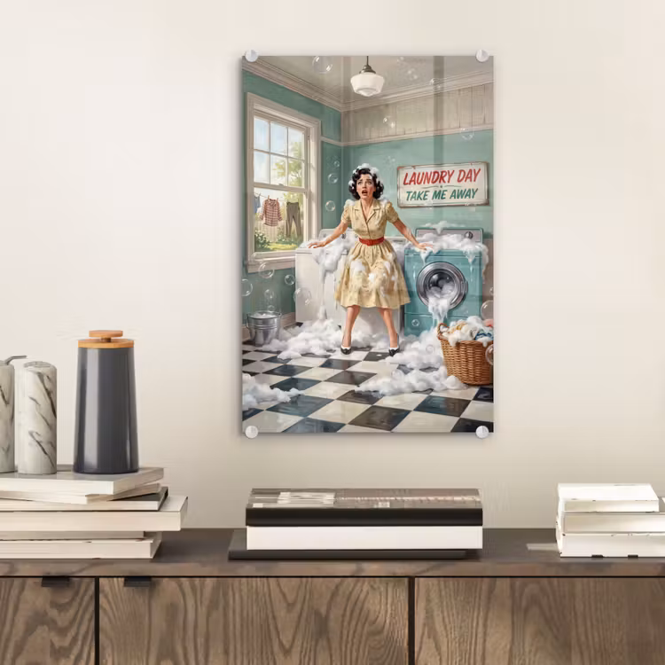 Glas schilderij - Retro - Blauw - Vrouw — 2