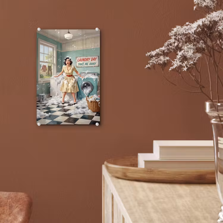 Glas schilderij - Retro - Blauw - Vrouw — 6