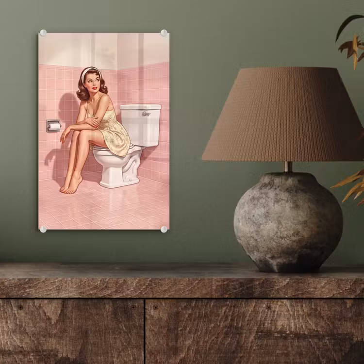 Glas schilderij - Roze - Retro - Vrouw — 4