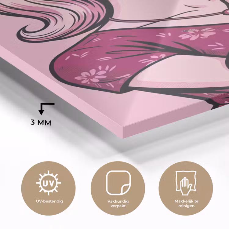 Glas schilderij - Vintage - Vrouw - Roze — 3