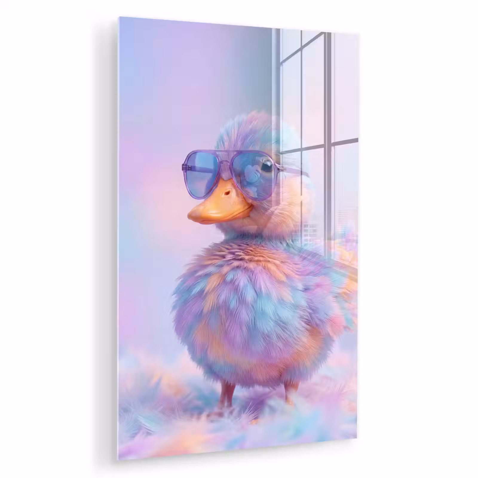 Glas schilderij - Eend - bril - Pastel — 1