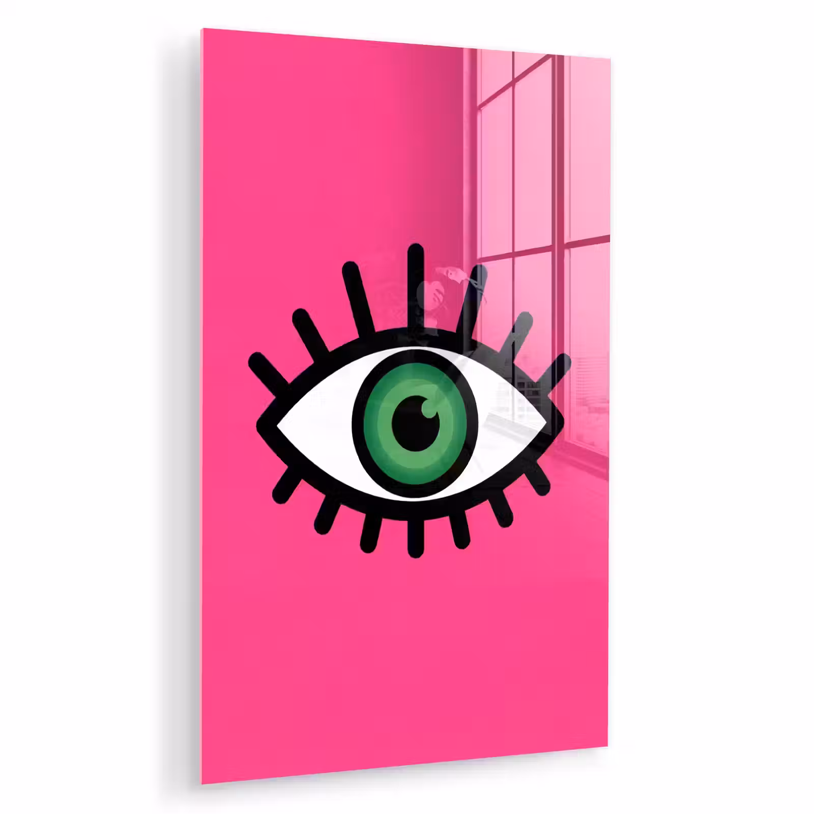Glas schilderij - Minimalistisch - Oog - Roze — 1
