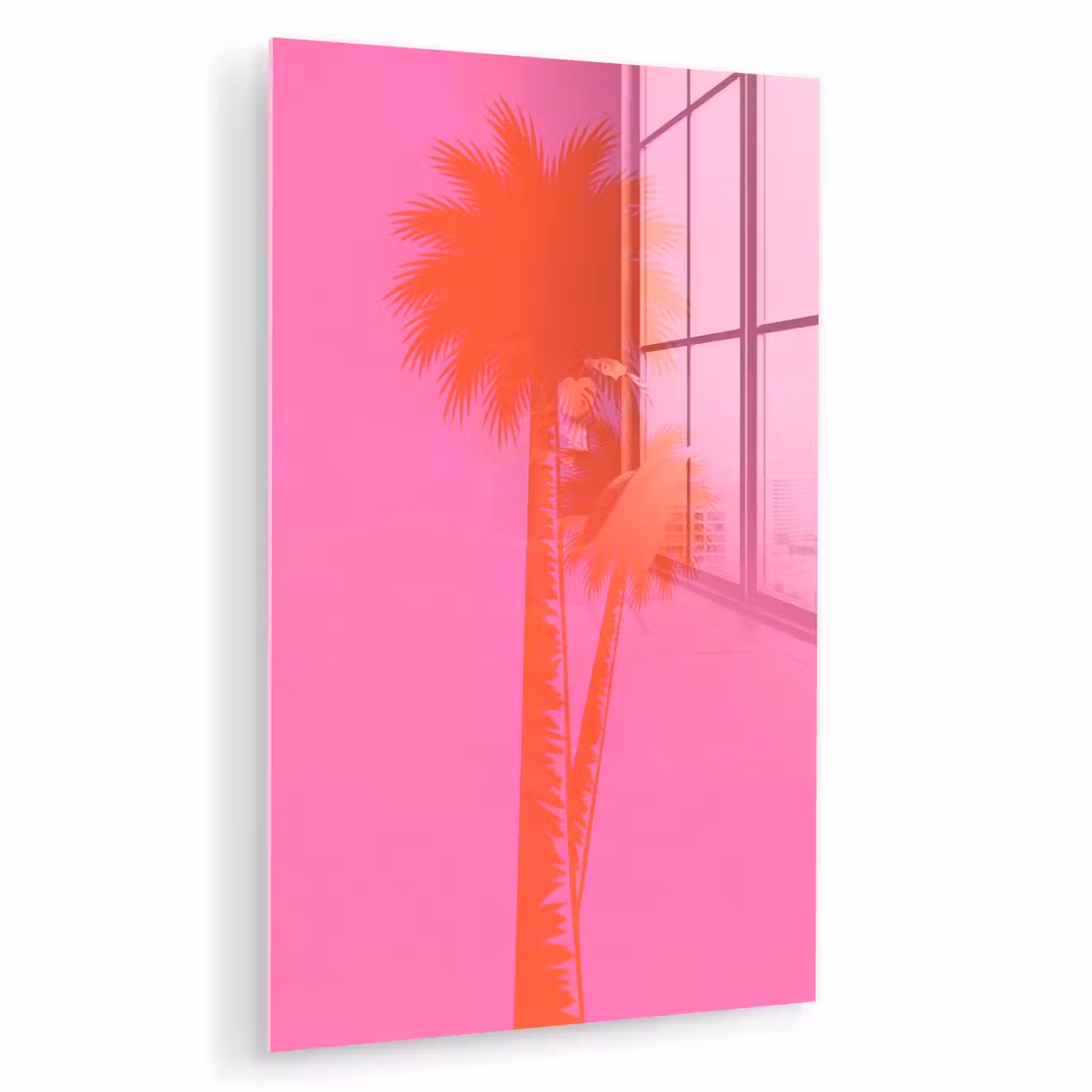 Glas schilderij - Palmbomen - Modern - Roze — 1