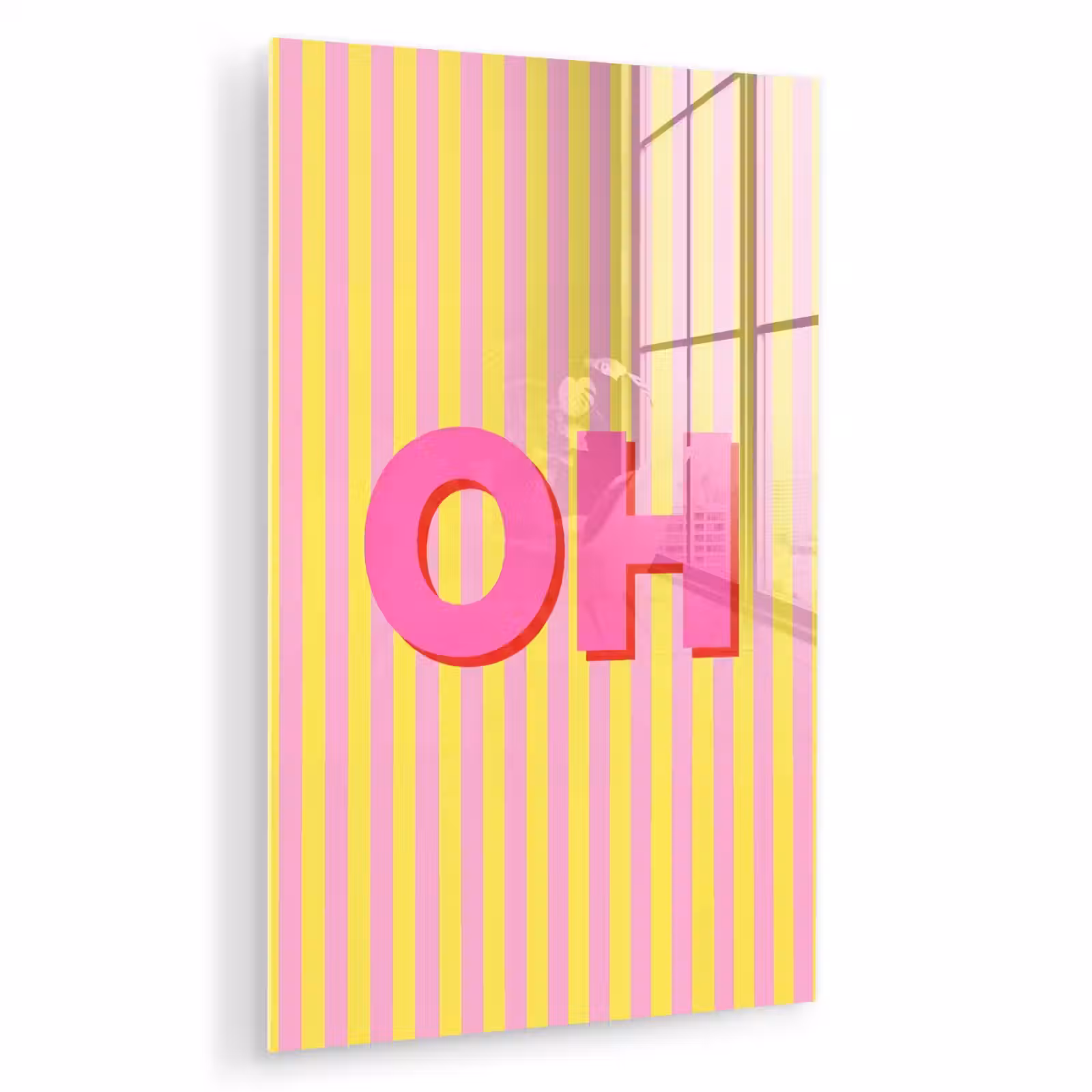 Glas schilderij - Tekst - Strepen - Roze — 1