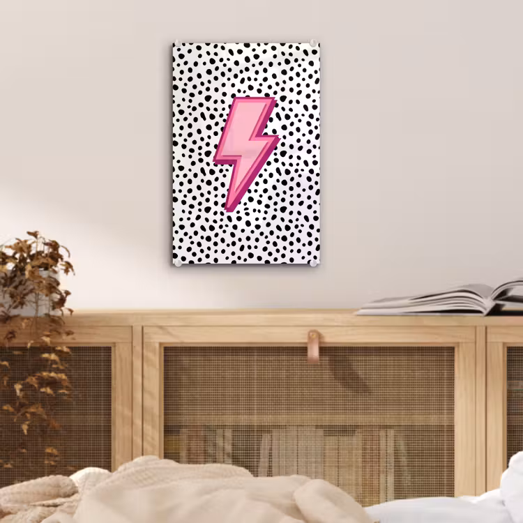 Glas schilderij - Bliksem - Roze - Stippen — 5