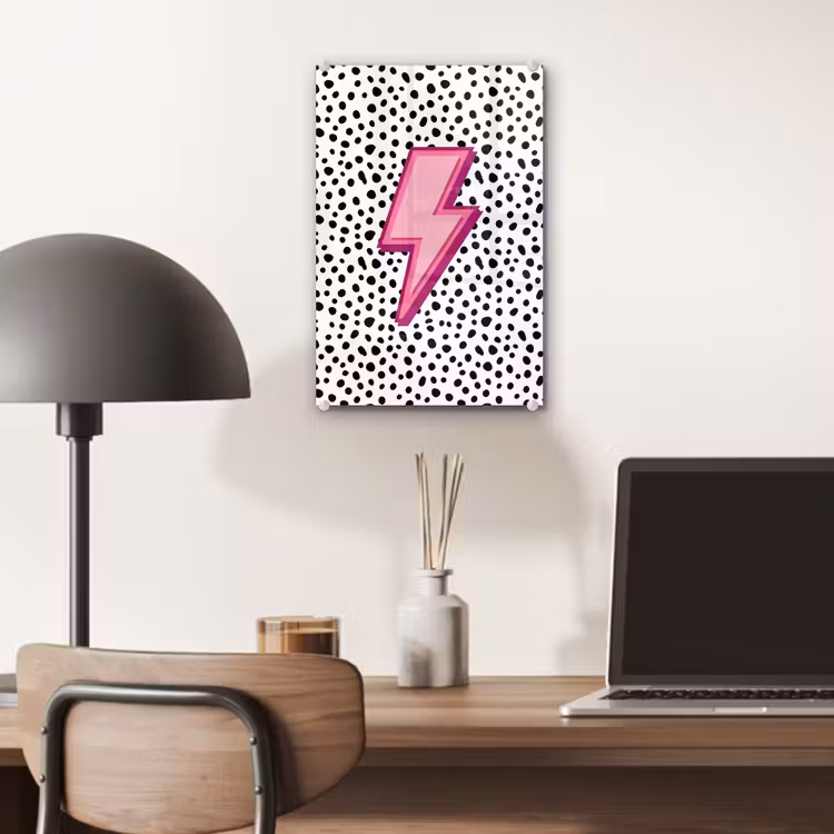 Glas schilderij - Bliksem - Roze - Stippen — 7