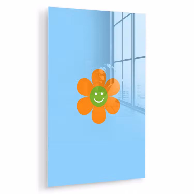 Glas schilderij - Bloem - Smiley - Kleurrijk — 1