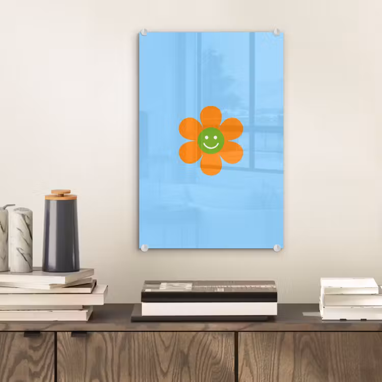 Glas schilderij - Bloem - Smiley - Kleurrijk — 2