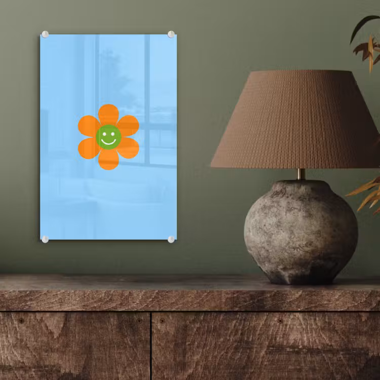Glas schilderij - Bloem - Smiley - Kleurrijk — 4