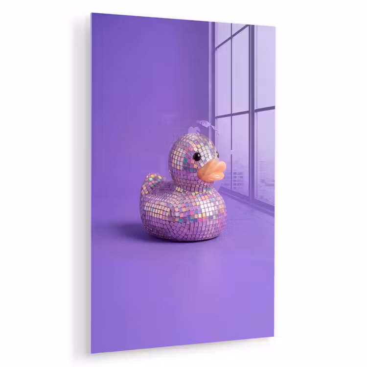 Glas schilderij - Disco - Eend - Paars — 1