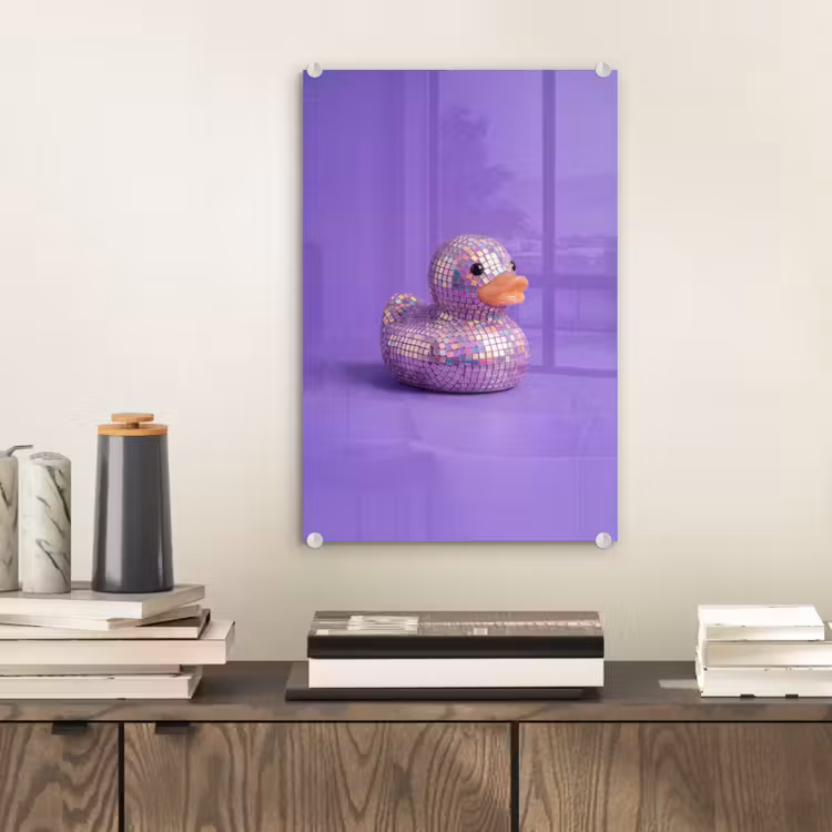 Glas schilderij - Disco - Eend - Paars — 2