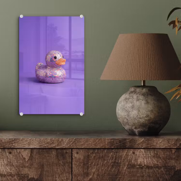 Glas schilderij - Disco - Eend - Paars — 4