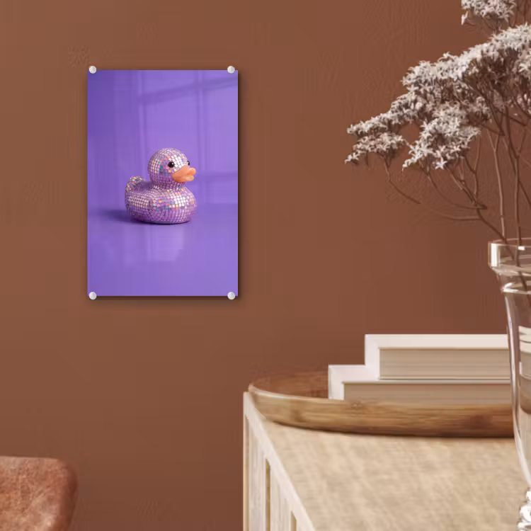 Glas schilderij - Disco - Eend - Paars — 6