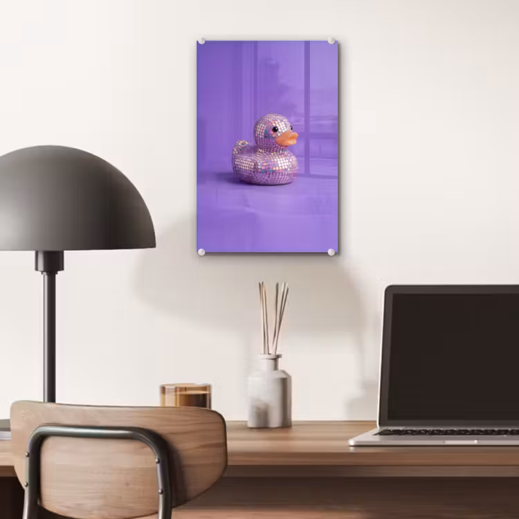 Glas schilderij - Disco - Eend - Paars — 7