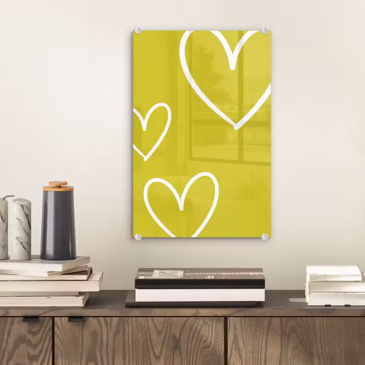 Glas schilderij - Groen - Hartjes - Wit — 2