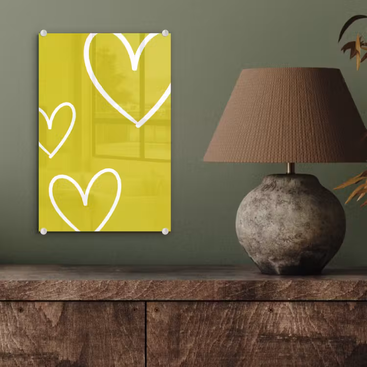 Glas schilderij - Groen - Hartjes - Wit — 4