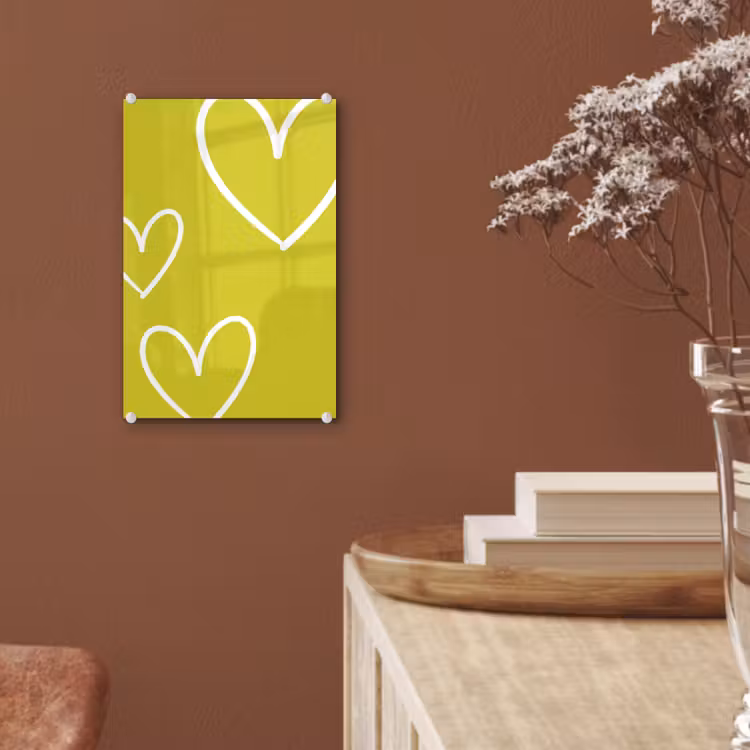 Glas schilderij - Groen - Hartjes - Wit — 6