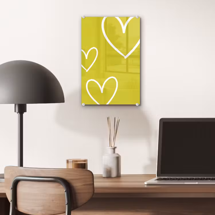 Glas schilderij - Groen - Hartjes - Wit — 7