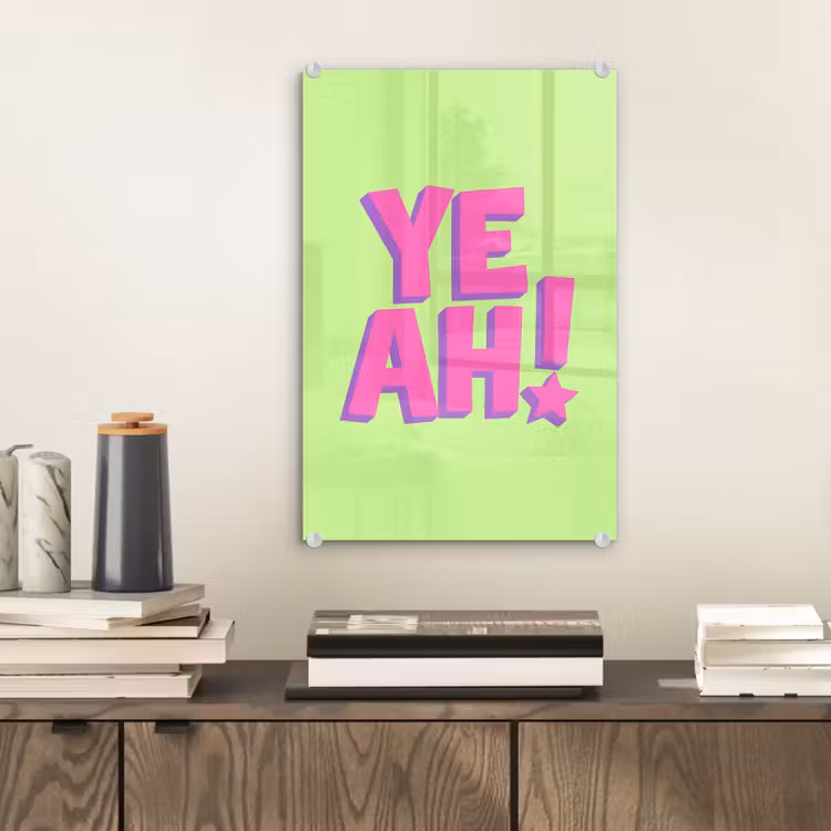 Glas schilderij - Groen - Neon - Quote — 2